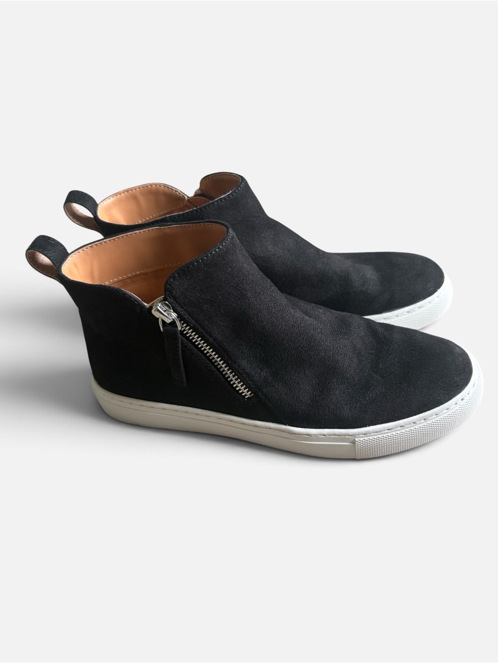 J. Crew Black Suede Slip-On Ankle Sneakers with Side Zip